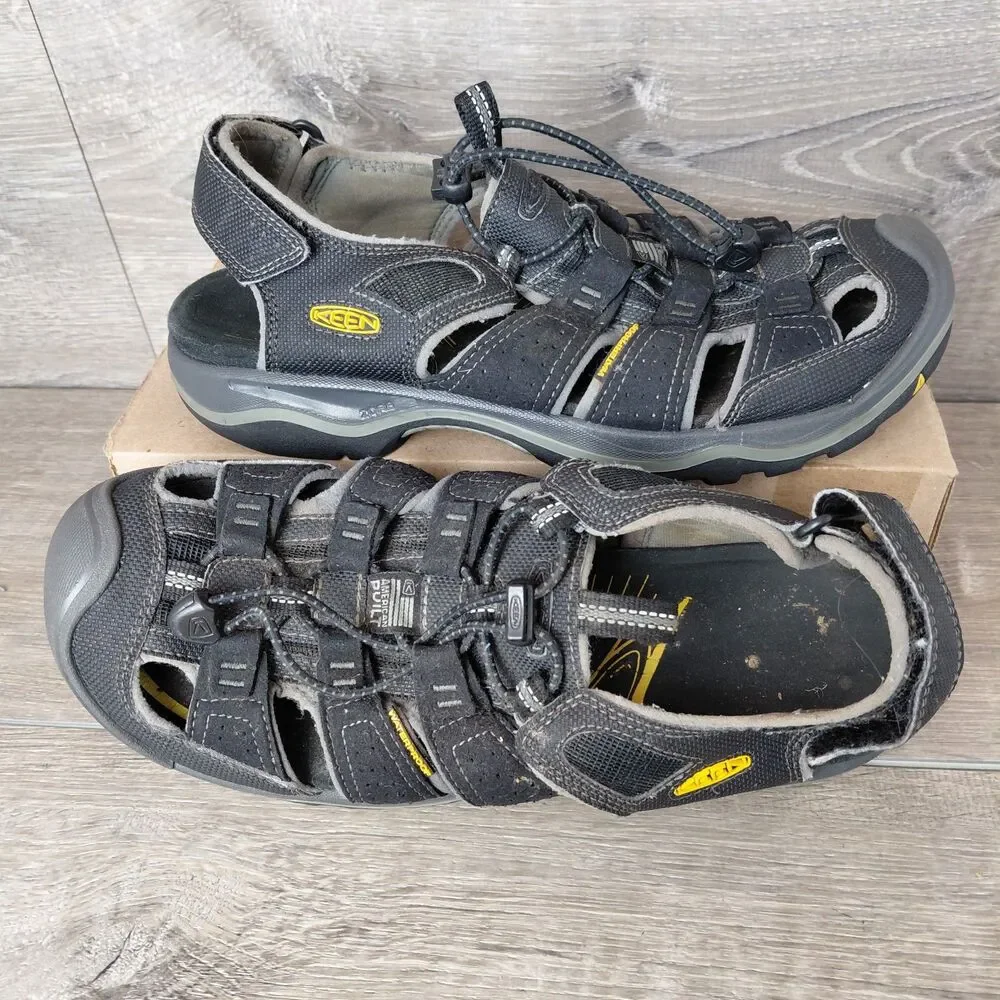 Keen Rialto H2 Sandals Mens 9 Black Waterproof Outdoor Hiking Fisherman Shoe USA